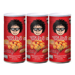 KOHKAE Peanuts BBQ snack pack, 200g x 3, dry grocery snack with roasted peanuts coated in BBQ flavor, in a clear package.