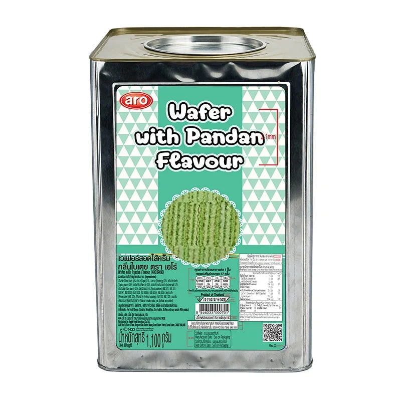 ARO Wafer with Pandan 1.1kg, dry grocery snack, showcasing the packaged pandan-flavored wafer product from ARO.