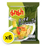 Mama Instant Noodles Chicken Green Curry flavor, 55g x6 pack, dry grocery product with noodles and seasoning packets.