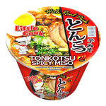 Little Cook Tonkotsu Miso instant noodle pack with spicy seasoning, ready-to-eat grocery snack in a colorful package.