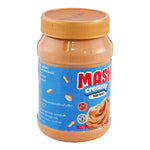 MASH Creamy Peanut Butter 1kg jar, smooth and rich, shown in a clear container with a beige lid on a plain background.