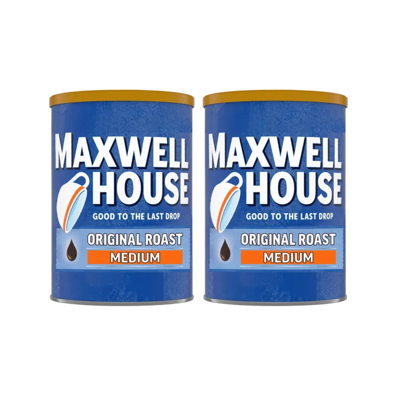 Medium ground Maxwell House Original Roast coffee in a dry grocery package, classic and rich flavor for brewing.