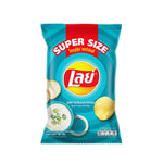 LAYS Classic Sour Cream & Onion snack bags, 180g x12, showing colorful potato chip packaging on a white background.