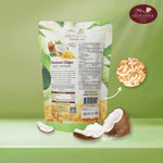 Sriwanna Gold Coconut Chips in a 40g package, dry grocery snack with golden toasted coconut flakes from SRIWANNA.