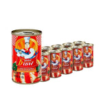 Canned Super C Chef sardines and mackerel in tomato sauce, 155g per can, stacked in a box for dry grocery shopping.
