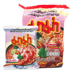 MAMA Mama Instant Noodles Tom Yum Kung 55g dry grocery, showing a bowl of spicy shrimp-flavored instant noodles with herbs.