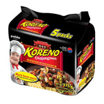 Paldo Koreno Chajangmen instant noodle package, 115g x5, dry grocery product with colorful branding and packaging design.