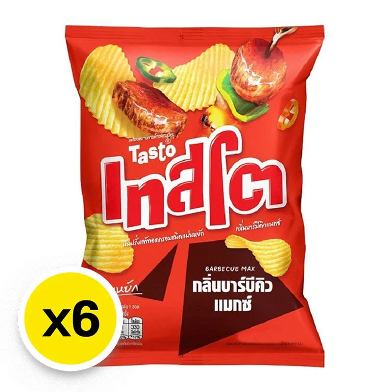 Tasto Potato Rock Chips BBQ flavor in 42g packs, crispy snack bags from the Tasto dry grocery snack collection.