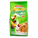 Familia Swiss Muesli Original in a bowl with oats, nuts, and dried fruits, showcasing the healthy breakfast cereal.