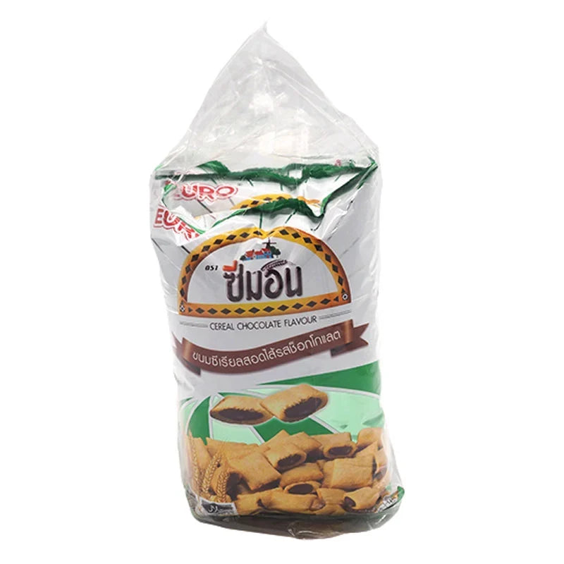 SEMON cereal-filled chocolates in a 75g pack, three-piece box, creamy cereal center coated in smooth chocolate, dry grocery snack