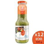 J-lek Jae Lek seafood sauce in glass bottle, 345g, suitable for dry grocery use, showcasing the product's label and packaging.