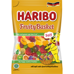 Colorful Haribo Fruity Basket of confectionery snacks featuring assorted gummy candies and fruit-shaped treats.
