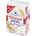 Gut & Gunstig Weizen Mehl Type 405 in a bag, close-up of wheat flour for baking and cooking.