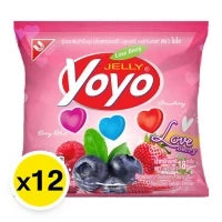 YO Love Berry Gelatin Jelly Heat Shape, 18g snack by YO YO, colorful fruity confectionery in a clear package.
