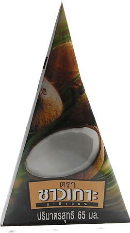 Coconut cream in a container from Chaokoh, a popular grocery brand, with a smooth, creamy texture suitable for cooking and baking.