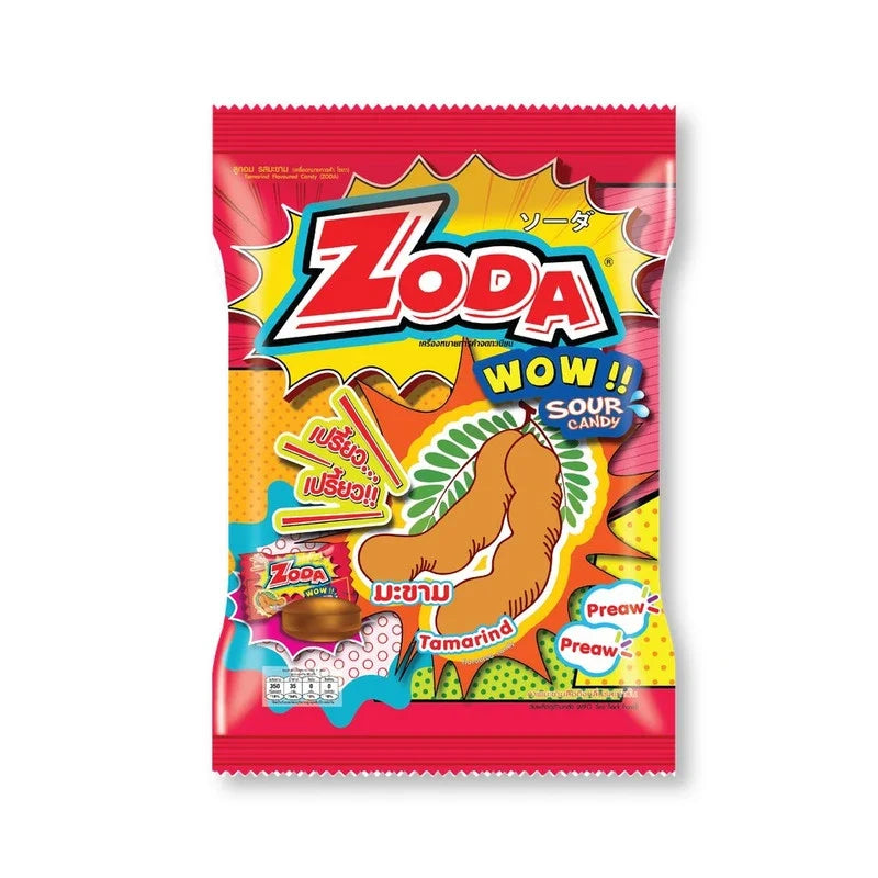 Zoda WOW Sour Candy Tamarind in 87.5g packaging, a dry grocery snack with tangy tamarind flavor from ZODA WOW brand.