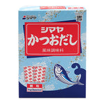 Shimaya Katsuo Dashi Karyu 1kg, dry Japanese cooking stock with dried bonito flakes in a clear bag.