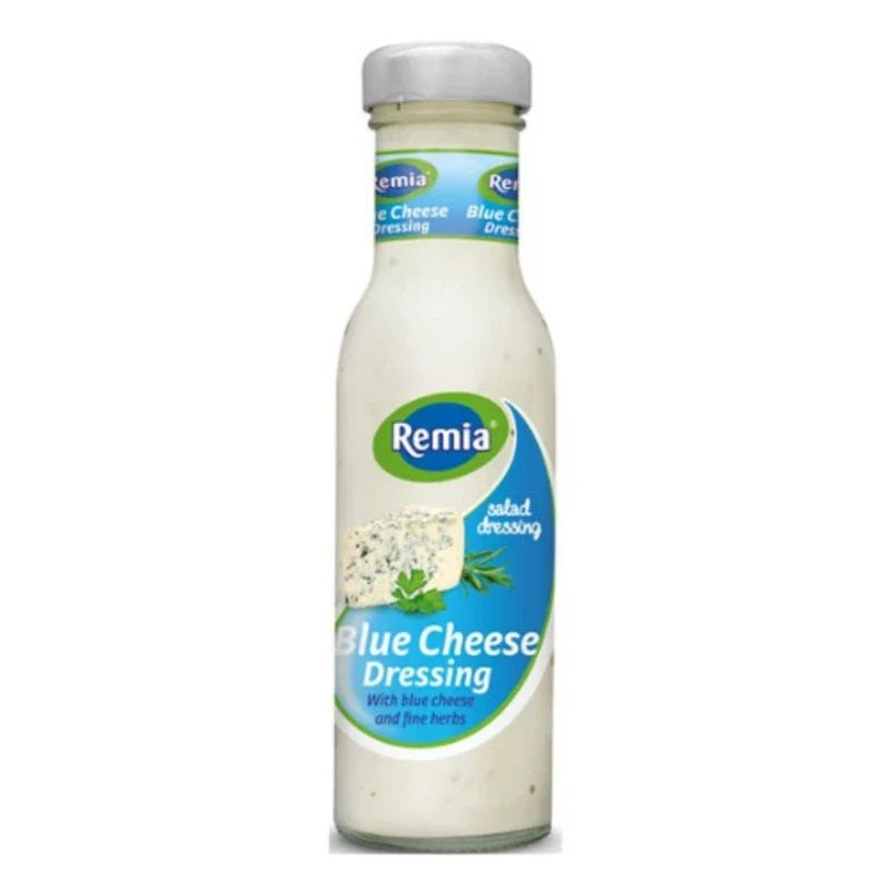 Remia Blue Cheese Salad Dressing 250ml bottle, creamy blue cheese flavor, ideal for salads and salads dressings.