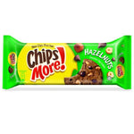 Chips More Hazelnuts Chocolate Chips confectionery snack with crunchy hazelnuts and rich chocolate chips in a close-up view.