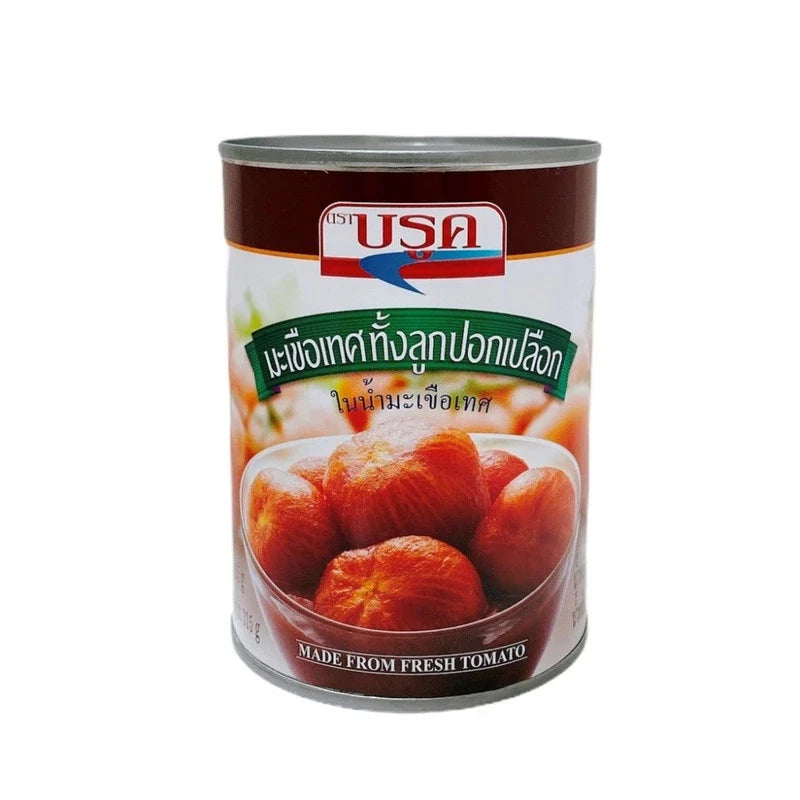 Brook Whole Peeled Tomato in 567g can, dry grocery item, showing a close-up of the peeled tomatoes in the can.
