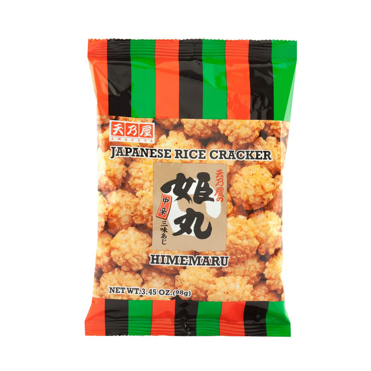 Amanoya Rice Cracker, crunchy Japanese confectionery snack with golden-brown texture and light crisp appearance.