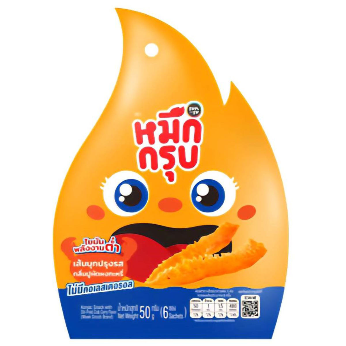 Muek Groob Konjac Snack with stir-fried crab curry flavor, a savory confectionery snack in a colorful package.