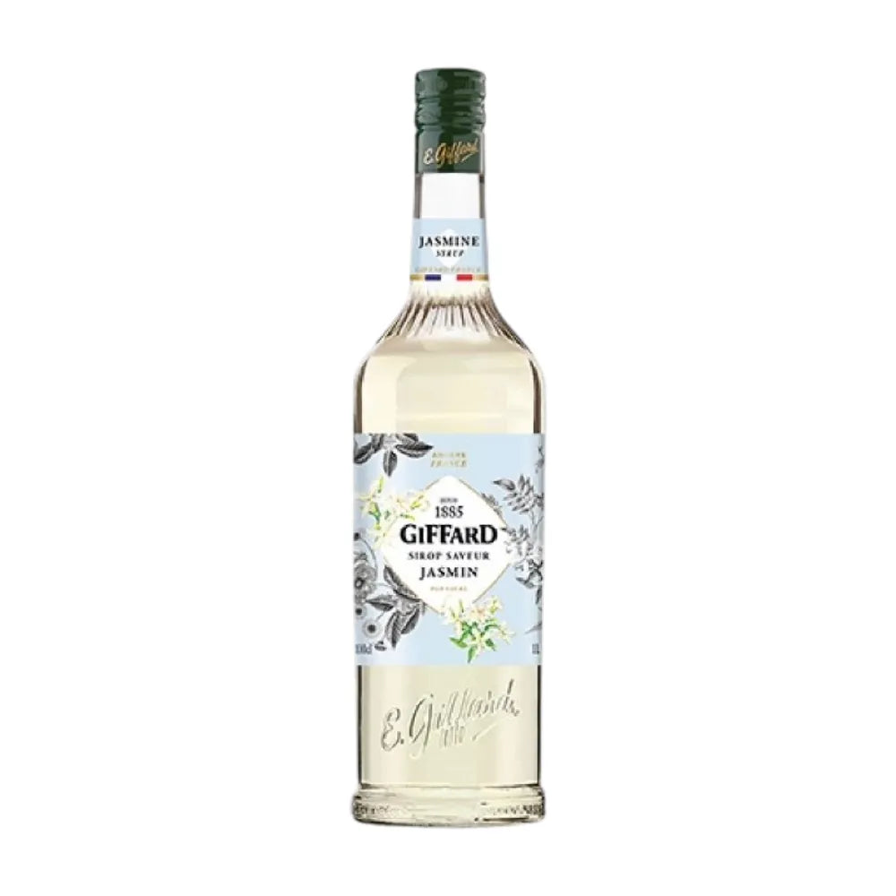 Giffard Mixology Jasmine 1L bottle for dry grocery, showcasing the elegant label and clear glass container.