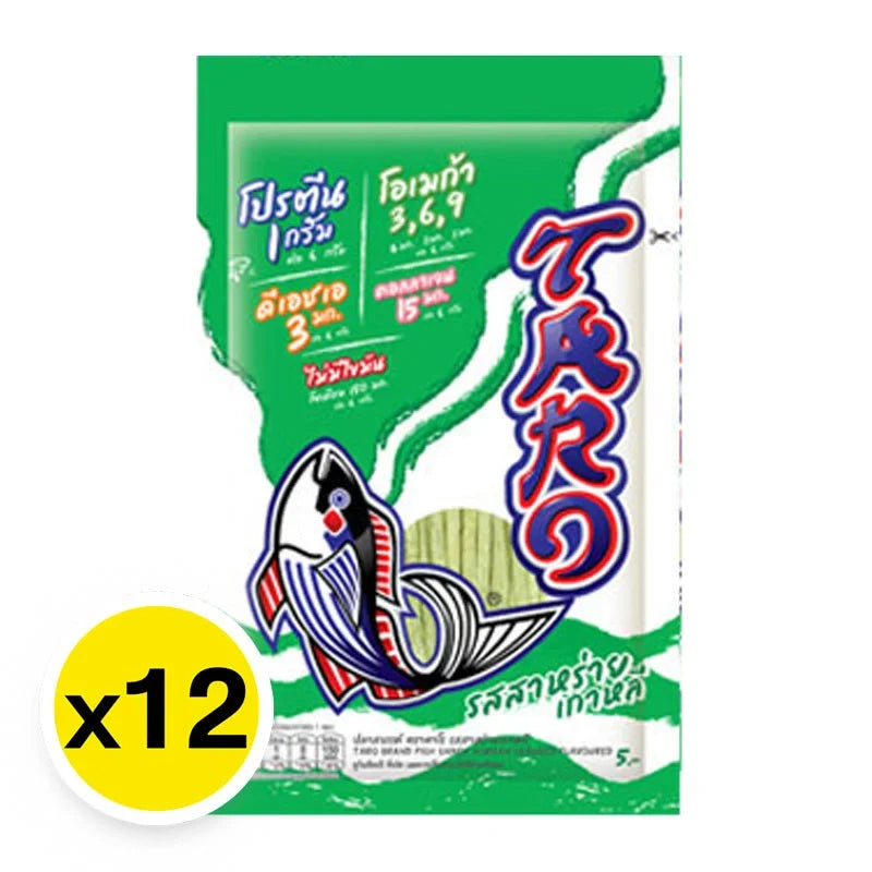 TARO Taro Fish Snack in seaweed flavor, 5g pack, 12 packs, Korean dry snack, crunchy seafood-flavored snack in colorful packaging