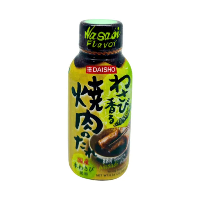 Daisho BBQ Sauce Wasabi flavor in 10 oz bottle, showcasing the spicy wasabi-infused dry grocery sauce with vibrant label.