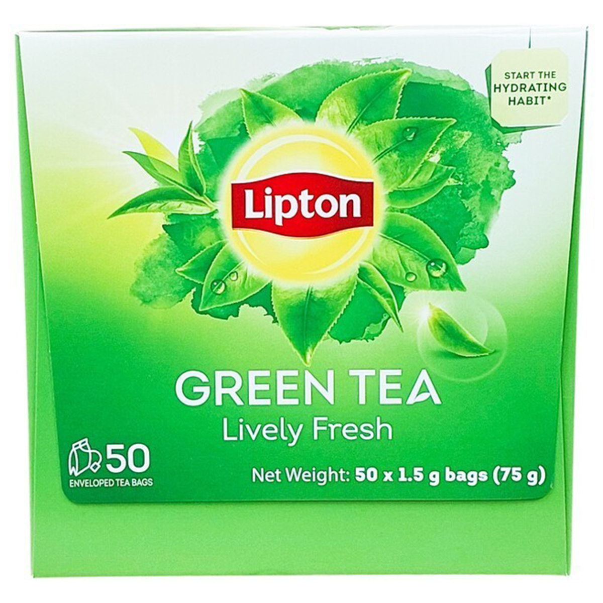 Lipton Fresh Green Tea Bags in a box, ready for brewing, showcasing the green tea product from Lipton.