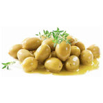 Jar of Fragata Plain Queen Olives in 340g package, showcasing glossy, pitted black olives in a clear glass jar.