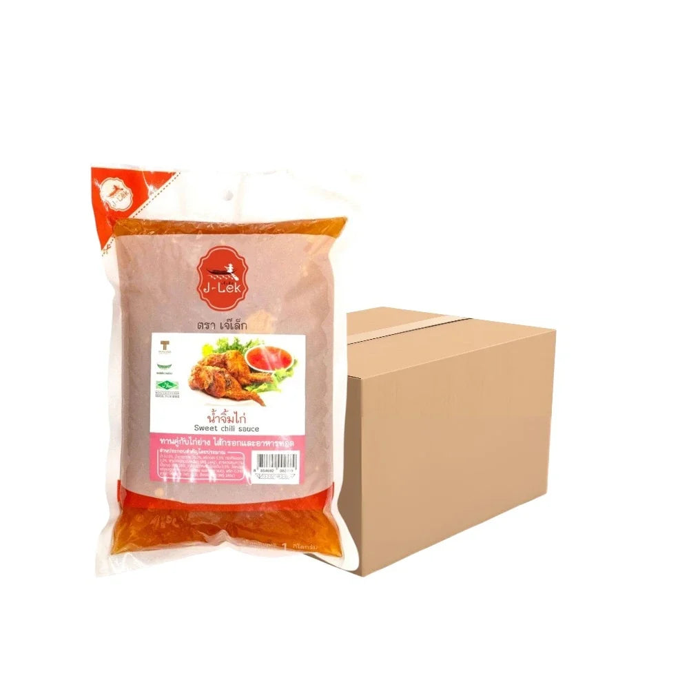 J-LEK Jae Lek Chicken Sauce in a 000g dry grocery bag, featuring the brand logo and product packaging.