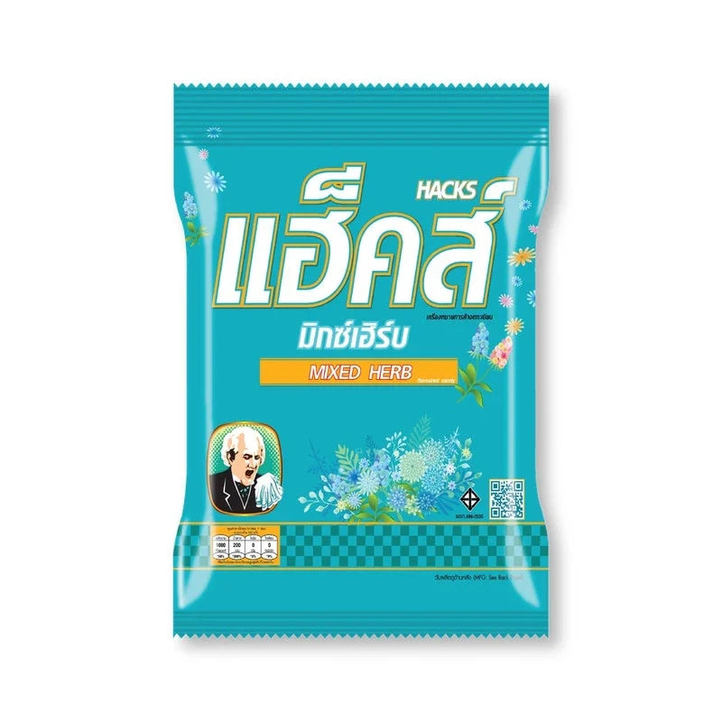 Hacks Candy Mixed Herb 94.5g package showing colorful herb-flavored candies in a clear bag, perfect for snacks and confectionery.