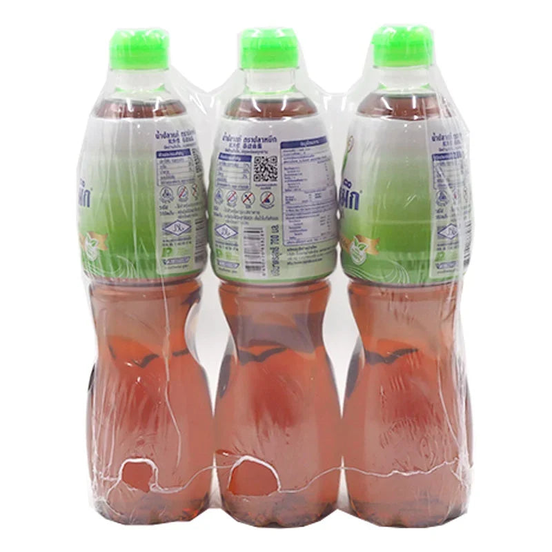 Squid Brand Fish Sauce 700ml, three bottles, in a dry grocery setting, showing the clear glass bottles with labels.