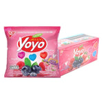 YO YO Love Berry Gelatin Jelly heat shape, 18g snack pack, colorful dry grocery confectionery, featuring berry-flavored gelatin jelly pieces.