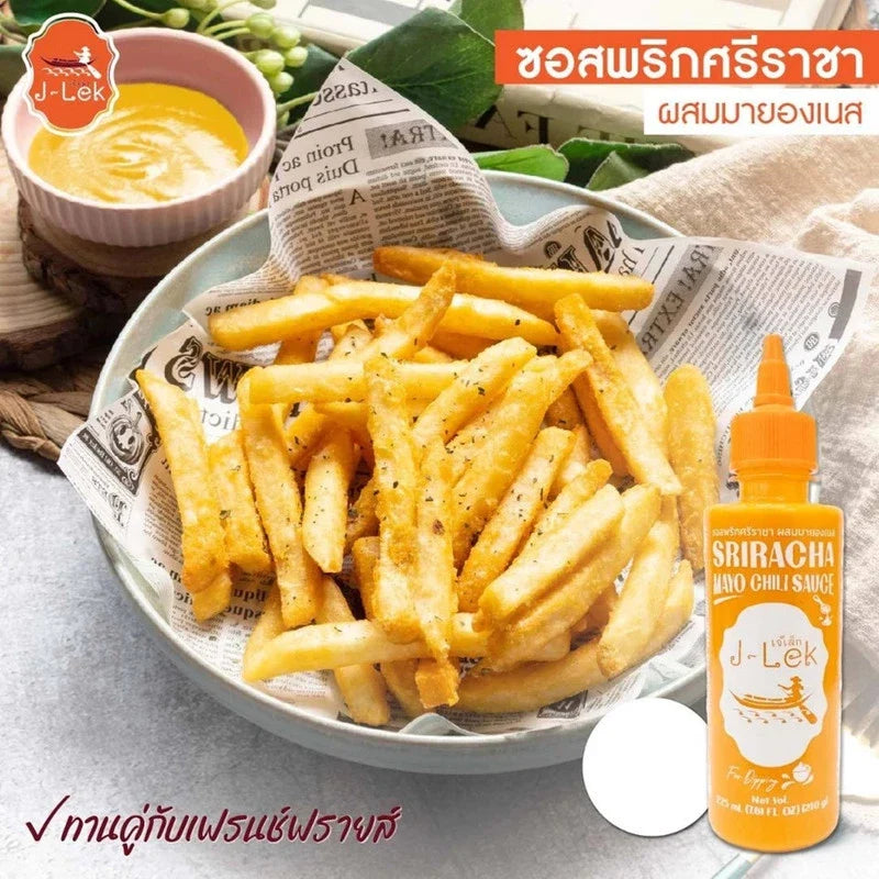 J-LEK Sriracha Chili Sauce mixed with mayonnaise in a 240g jar, ideal for spicy condiments and dry grocery use