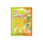 Party Jelly Green Plum P 6 100g, colorful snack candies from PARTY brand in a clear plastic bag.