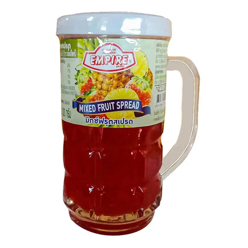 Empire Mixed Fruit Spread in a 320g jar, showcasing colorful fruit pieces and smooth texture, ideal for breakfast or snacks.