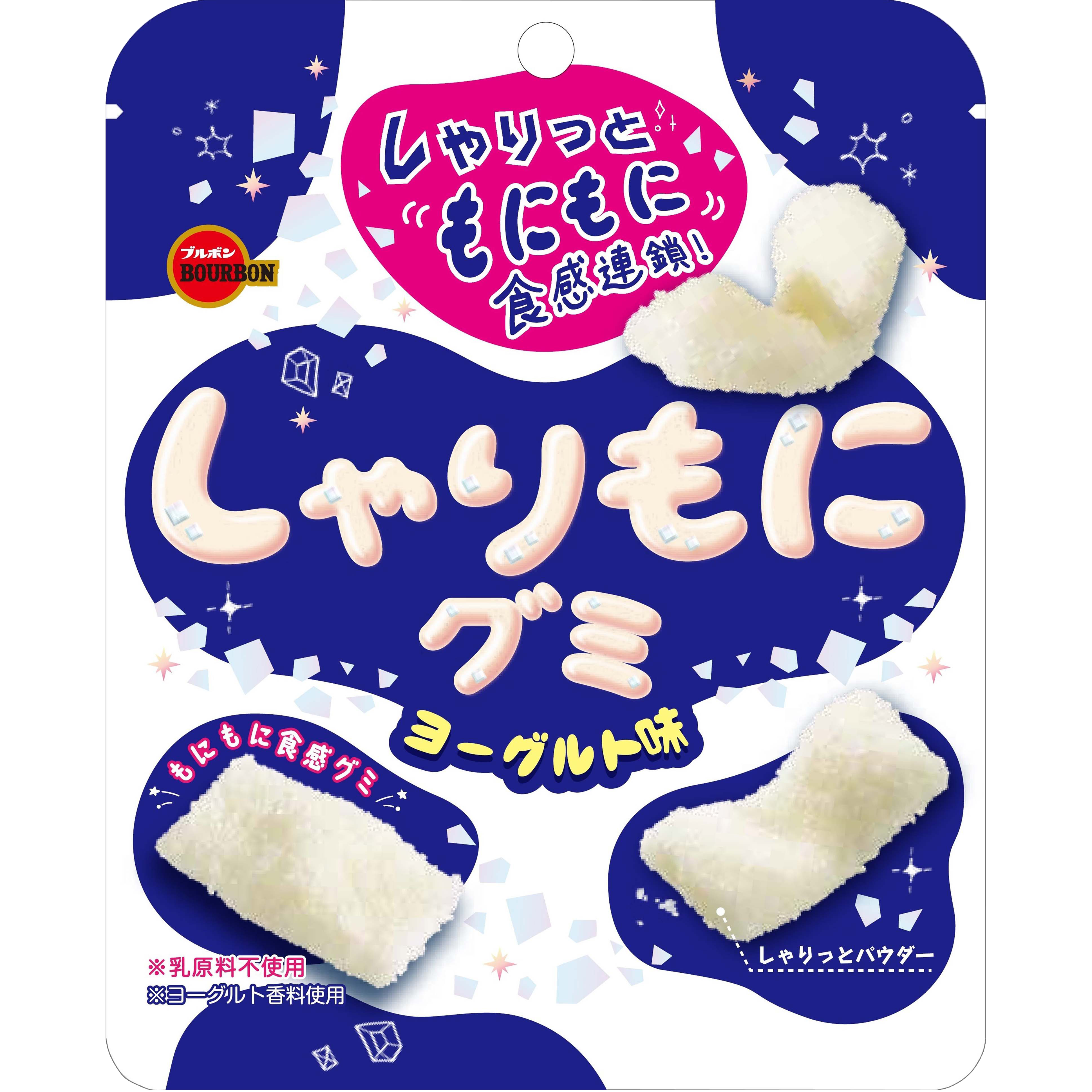 Bourbon Sharimoni Yogurt Aji Gummi confectionery snack with colorful gummy candies featuring yogurt and chili flavors.