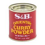 S&B Oriental Curry Powder 85g jar with a colorful label, used for making flavorful Asian-style curries in cooking.