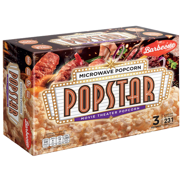 Popstar Popstar Microwave Bar-B-Q Flavor confectionery snack in a colorful package, ready to enjoy.