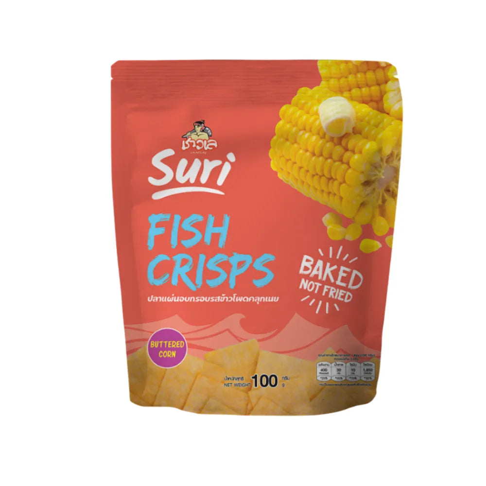 Chaolay Fish Crisps in 100g packaging, stacked in a box, crispy snack with fish flavor, part of CHAOLAY snack confectionery.