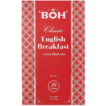 Boh English Breakfast Tea drink in a clear glass, showcasing its dark amber color and refreshing appearance.