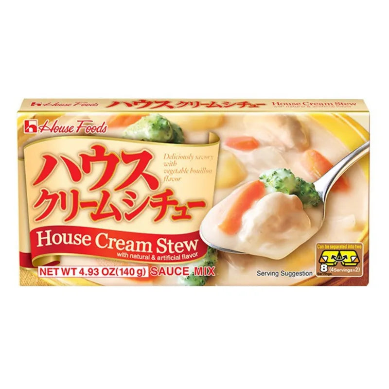 House Cream Stew Sauce Mix 140g in a dry grocery package, ready to add creamy flavor to homemade stews and casseroles.