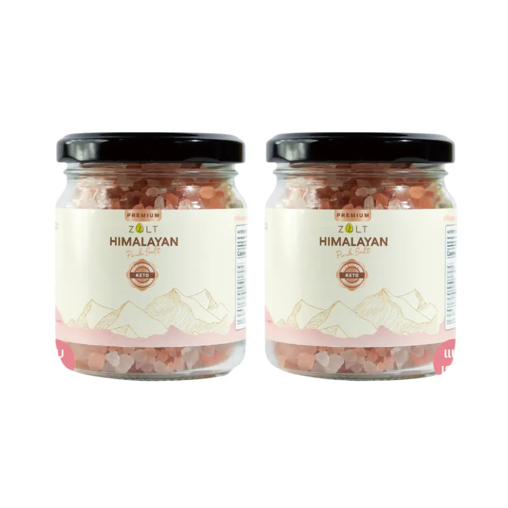 Zalt Himalayan Pink Salt in clear container with certification label, ideal for cooking and seasoning in dry grocery collection.
