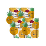 Sriwanna Pineapple with Chill & Salt, dry grocery snack, 40g x4 packs, featuring pineapple slices seasoned with chili and salt.