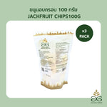 Golden crispy Jackfruit chips by THE GOLDGREEN in a 100g pack, showcasing crunchy, golden-brown dried jackfruit slices.