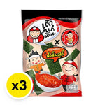 Pack of three Taokaenoi Fried Seaweed snacks with Suki sauce flavor, 20g each, in a dry grocery and snack confectionery product.