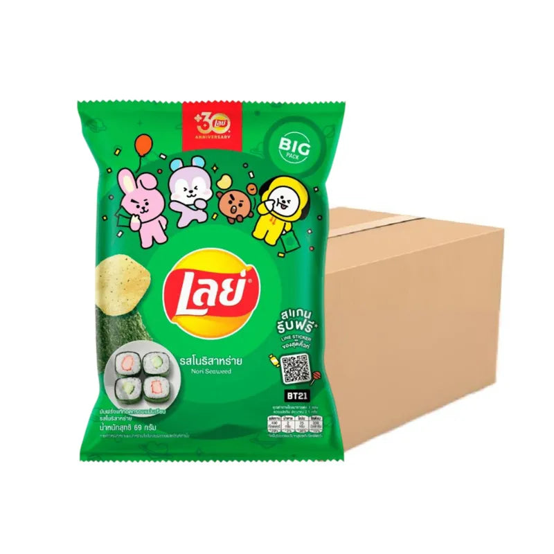 LAYS Classic Nori Seaweed snack pack, 69g x12, crispy seaweed snacks with savory flavor, ideal for healthy snacking.