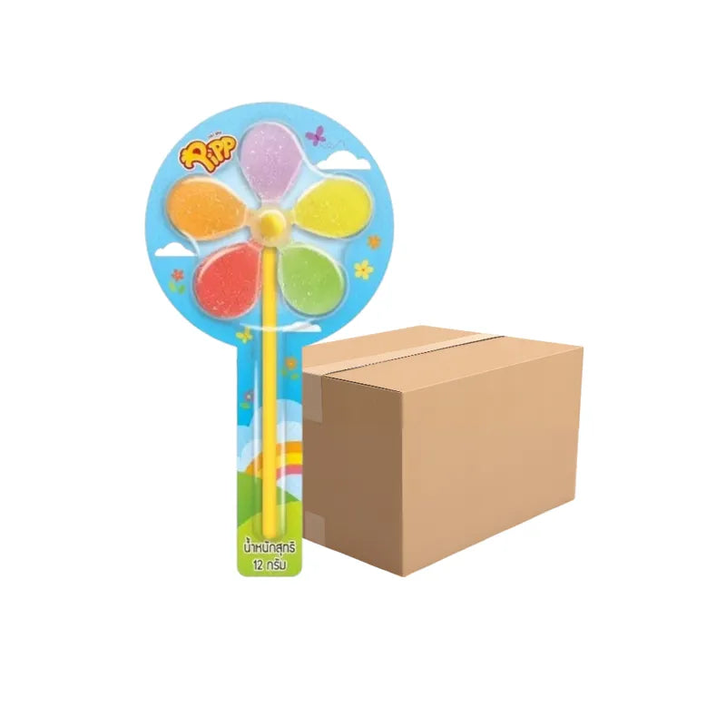 PIPP Pipp Windmill Gummy POP Pack, 12g x12 pieces, colorful confectionery snacks in playful windmill shape.